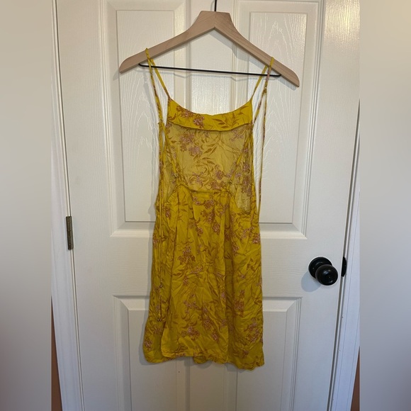 Free People In Control Mini Slip Dress Yellow Combo - Picture 3 of 5